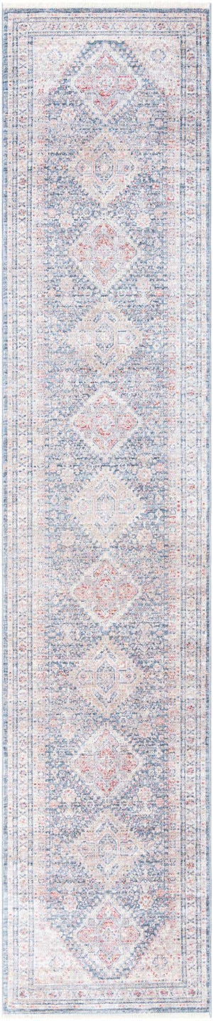 Blue 2' 7 x 13' 1 Noble Runner Area Rug 100% Polyester Traditional Distressed Classic Contemporary Carpet for Home Decor for Sale at Rug Engine