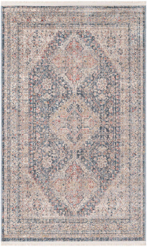 Blue 3' 3 x 5' 3 Noble Rectangle Area Rug 100% Polyester Traditional Distressed Classic Contemporary Carpet for Home Decor for Sale at Rug Engine