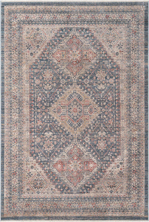 Blue 6' 1 x 9' Noble Rectangle Area Rug 100% Polyester Traditional Distressed Classic Contemporary Carpet for Home Decor for Sale at Rug Engine