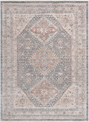 Blue 7' 1 x 10' Noble Rectangle Area Rug 100% Polyester Traditional Distressed Classic Contemporary Carpet for Home Decor for Sale at Rug Engine