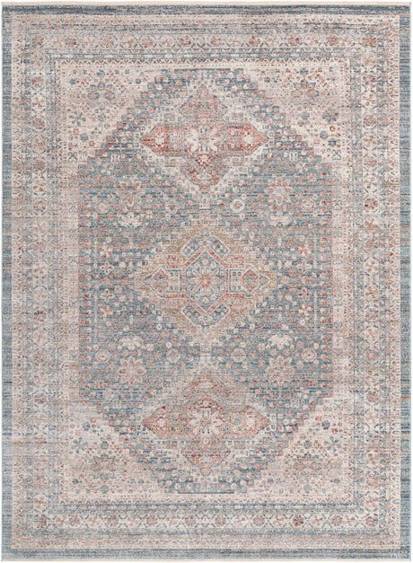 Blue 7' 1 x 10' Noble Rectangle Area Rug 100% Polyester Traditional Distressed Classic Contemporary Carpet for Home Decor for Sale at Rug Engine