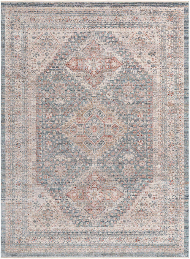 Blue 7' 1 x 10' Noble Rectangle Area Rug 100% Polyester Traditional Distressed Classic Contemporary Carpet for Home Decor for Sale at Rug Engine