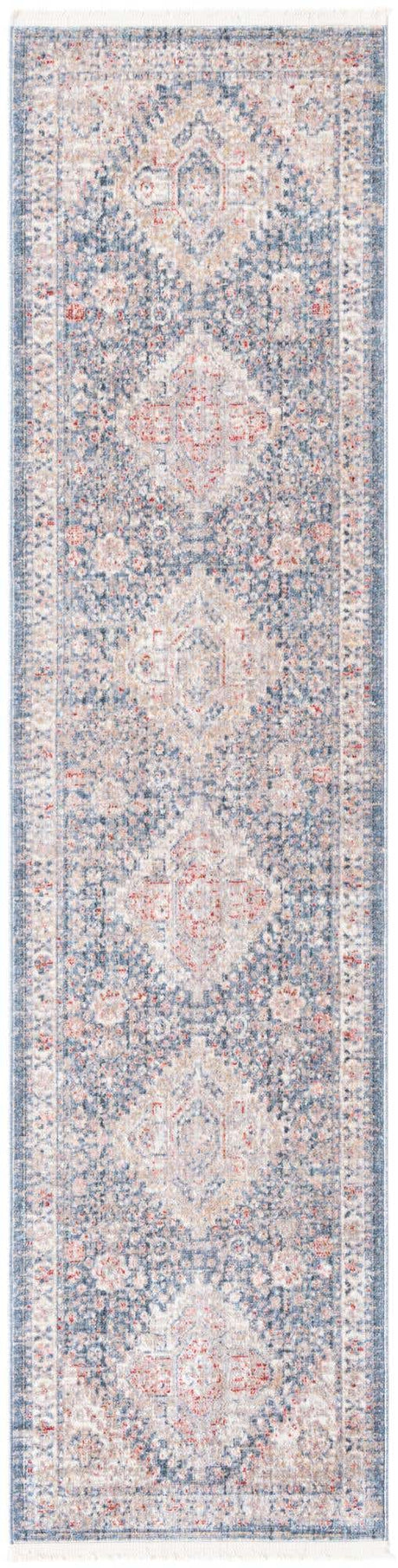 Blue 2' x 8' Noble Runner Area Rug 100% Polyester Traditional Distressed Classic Contemporary Carpet for Home Decor for Sale at Rug Engine