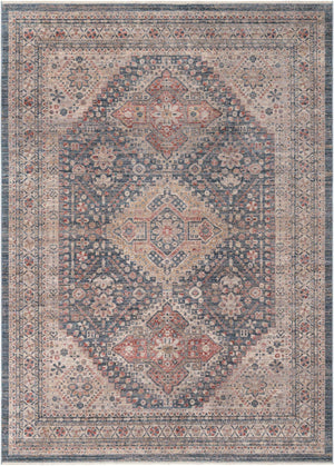 Blue 7' 10 x 11' Noble Rectangle Area Rug 100% Polyester Traditional Distressed Classic Contemporary Carpet for Home Decor for Sale at Rug Engine
