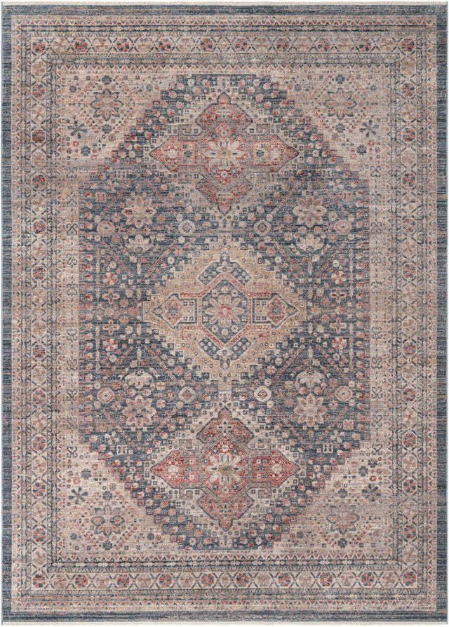 Blue 7' 10 x 11' Noble Rectangle Area Rug 100% Polyester Traditional Distressed Classic Contemporary Carpet for Home Decor for Sale at Rug Engine