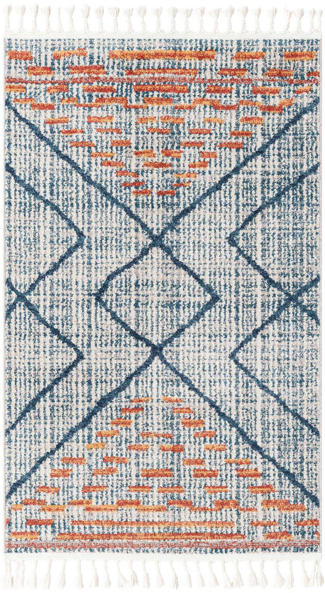 Blue 3' 3 x 5' 3 Aramis Rectangle Area Rug Polypropylene With Cotton Backing Easy Clean Living Room Bedroom Dining Office Carpet for Sale at Rug Engine