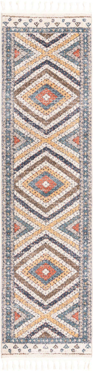 Blue 2' 7 x 10' Aramis Runner Area Rug Polypropylene With Cotton Backing Easy Clean Living Room Bedroom Dining Office Carpet for Sale at Rug Engine