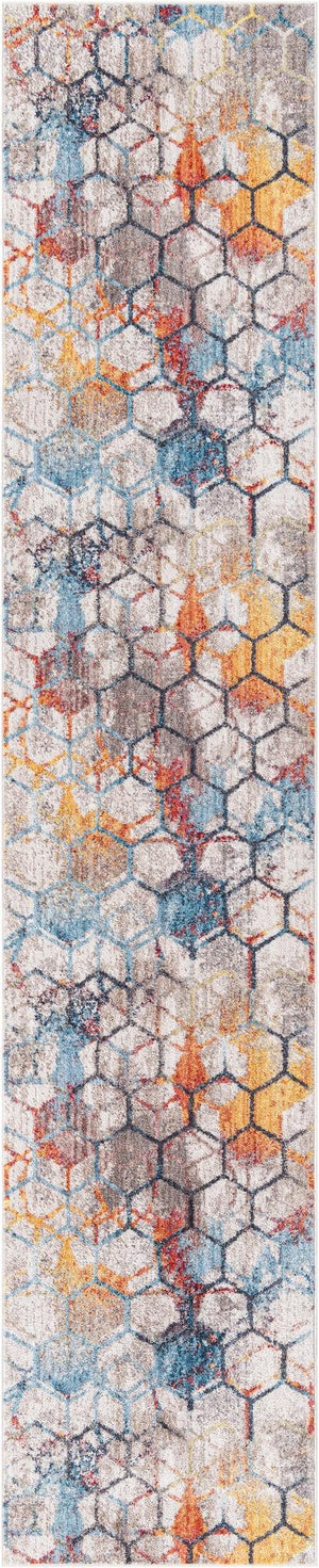 White 2' 7 x 13' 1 Rainbow Runner Area Rug Colorful Modern Unique Carpet for Living Rooms, Dining, Bedrooms, Office, Dorms for Sale at Rug Engine
