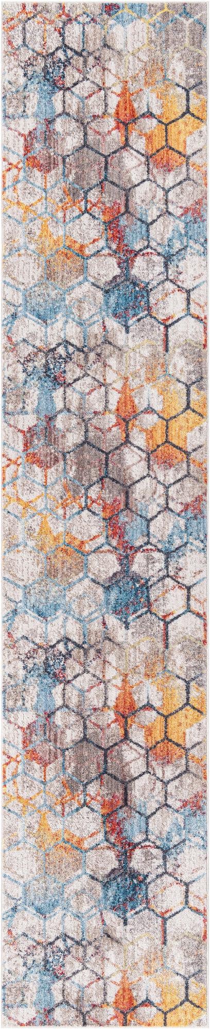White 2' 7 x 13' 1 Rainbow Runner Area Rug Colorful Modern Unique Carpet for Living Rooms, Dining, Bedrooms, Office, Dorms for Sale at Rug Engine