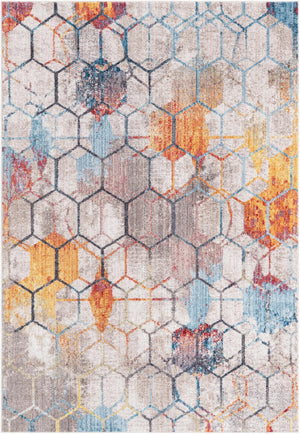 White 6' 1 x 9' Rainbow Rectangle Area Rug Colorful Modern Unique Carpet for Living Rooms, Dining, Bedrooms, Office, Dorms for Sale at Rug Engine