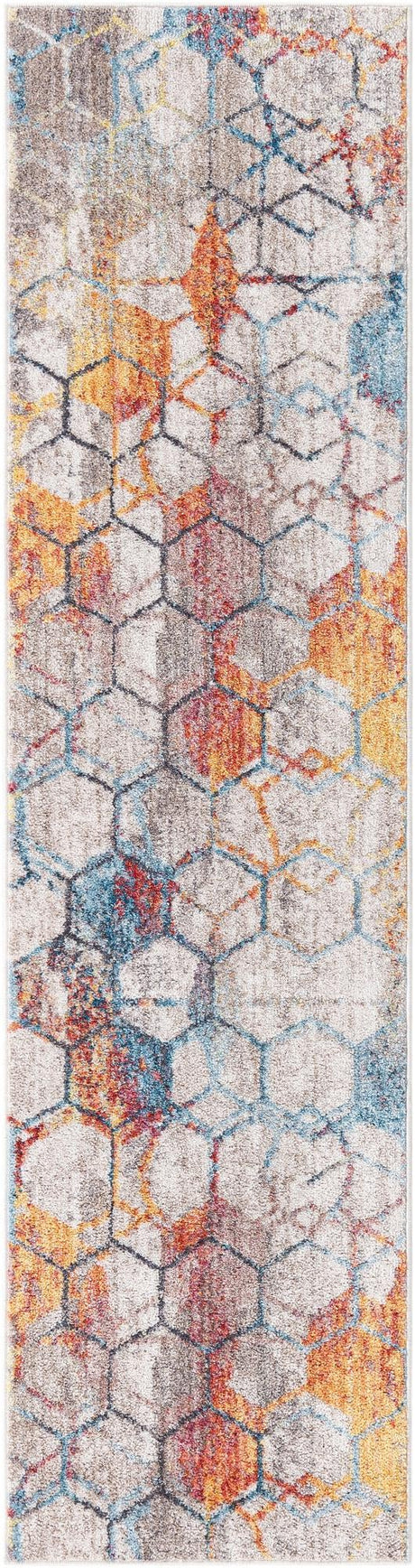 White 2' x 8' Rainbow Runner Area Rug Colorful Modern Unique Carpet for Living Rooms, Dining, Bedrooms, Office, Dorms for Sale at Rug Engine