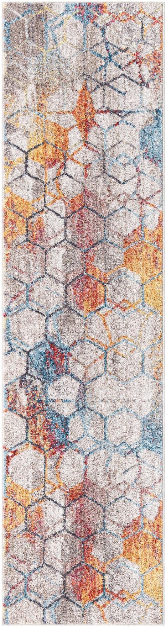 White 2' x 8' Rainbow Runner Area Rug Colorful Modern Unique Carpet for Living Rooms, Dining, Bedrooms, Office, Dorms for Sale at Rug Engine