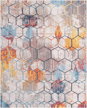 White 8' x 10' Rainbow Rectangle Area Rug Colorful Modern Unique Carpet for Living Rooms, Dining, Bedrooms, Office, Dorms for Sale at Rug Engine