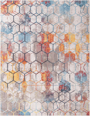 White 9' x 12' Rainbow Rectangle Area Rug Colorful Modern Unique Carpet for Living Rooms, Dining, Bedrooms, Office, Dorms for Sale at Rug Engine