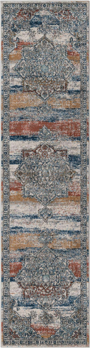 Multicolor 2' 7 x 10' Nyla Runner Area Rug 100% Polypropylene Traditional Classic Carpet for Living Room, Kitchen, Bedroom, Dining, Office for Sale at Rug Engine