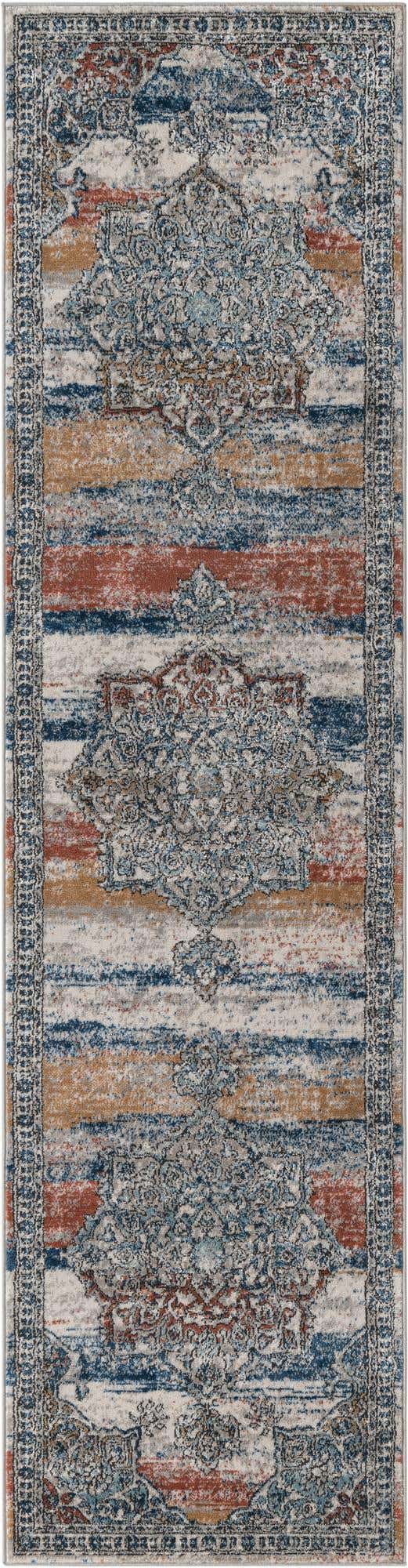 Multicolor 2' 7 x 10' Nyla Runner Area Rug 100% Polypropylene Traditional Classic Carpet for Living Room, Kitchen, Bedroom, Dining, Office for Sale at Rug Engine