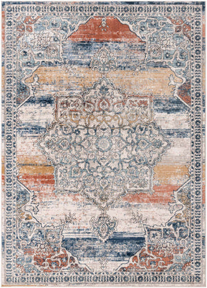 Multicolor 7' 1 x 10' Nyla Rectangle Area Rug 100% Polypropylene Traditional Classic Carpet for Living Room, Kitchen, Bedroom, Dining, Office for Sale at Rug Engine