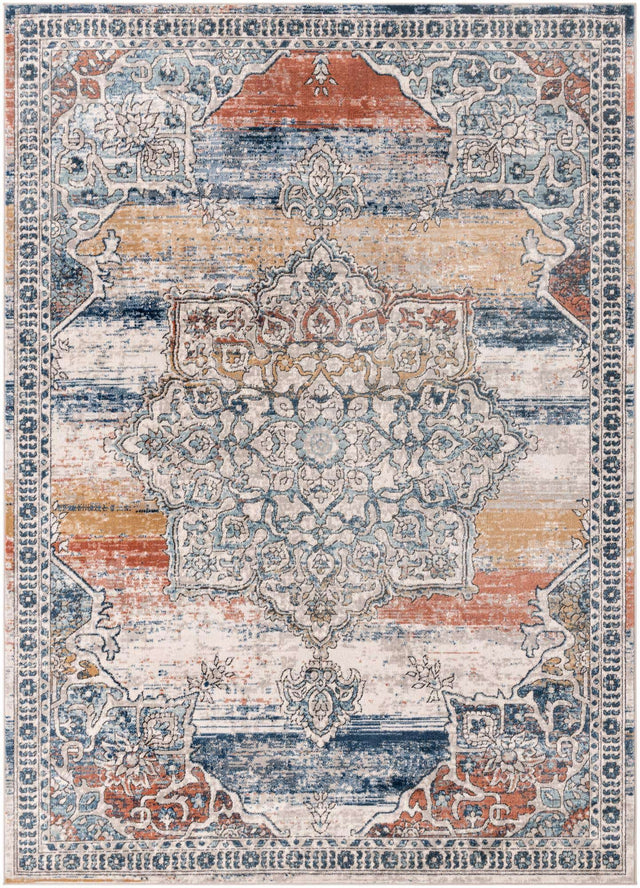 Multicolor 7' 1 x 10' Nyla Rectangle Area Rug 100% Polypropylene Traditional Classic Carpet for Living Room, Kitchen, Bedroom, Dining, Office for Sale at Rug Engine