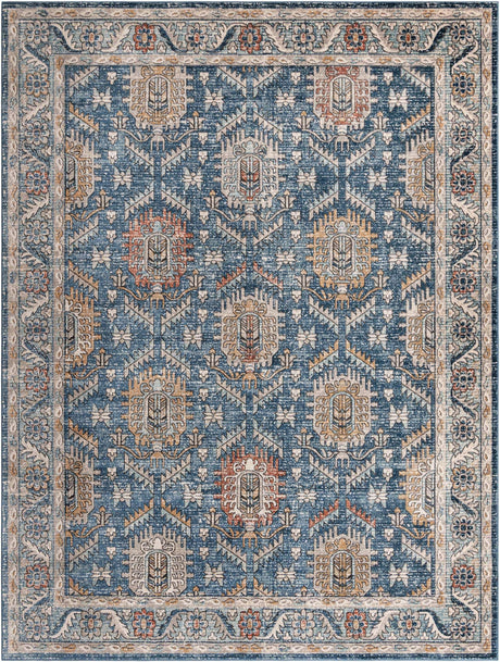 Blue 10' x 13' 1 Nyla Rectangle Area Rug 100% Polypropylene Traditional Classic Carpet for Living Room, Kitchen, Bedroom, Dining, Office for Sale at Rug Engine