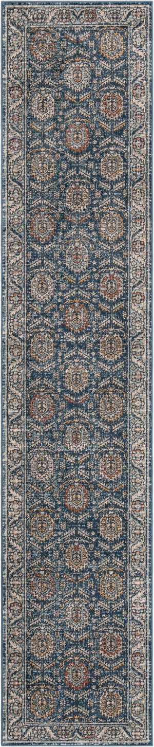 Blue 2' 7 x 13' 1 Nyla Runner Area Rug 100% Polypropylene Traditional Classic Carpet for Living Room, Kitchen, Bedroom, Dining, Office for Sale at Rug Engine