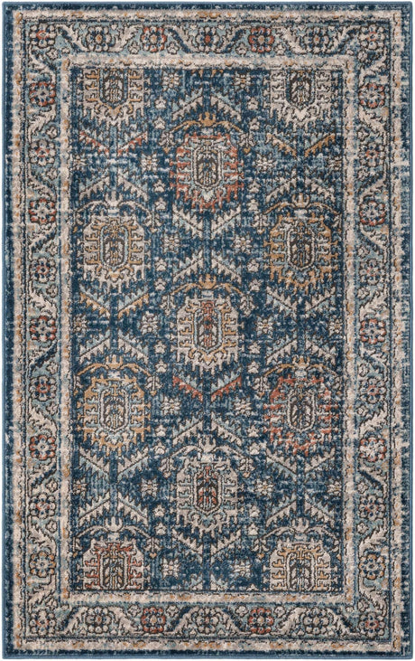 Blue 3' 3 x 5' 3 Nyla Rectangle Area Rug 100% Polypropylene Traditional Classic Carpet for Living Room, Kitchen, Bedroom, Dining, Office for Sale at Rug Engine