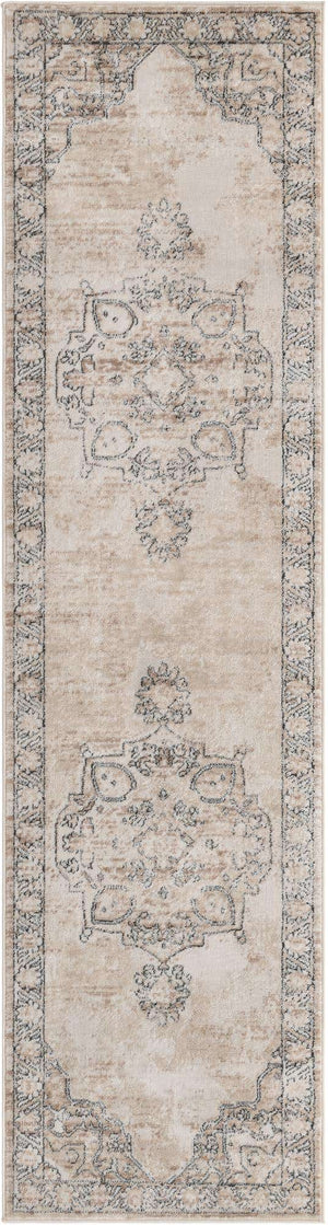 Ivory 2' 7 x 10' Portland Runner Area Rug 85% Polypropylene & 15% Polyester Vintage Distressed Traditional Carpet for Home Decor for Sale at Rug Engine