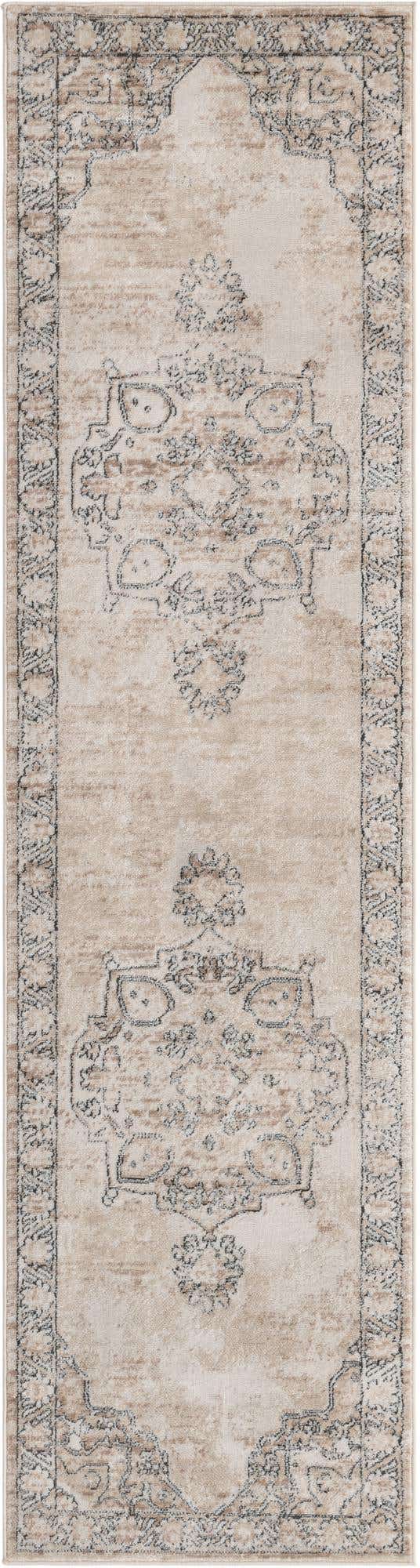 Ivory 2' 7 x 10' Portland Runner Area Rug 85% Polypropylene & 15% Polyester Vintage Distressed Traditional Carpet for Home Decor for Sale at Rug Engine