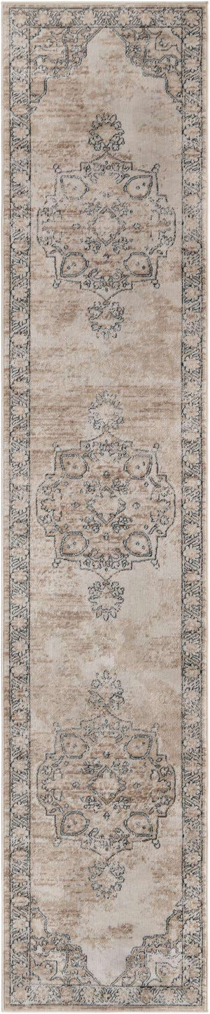 Ivory 2' 7 x 13' 1 Portland Runner Area Rug 85% Polypropylene & 15% Polyester Vintage Distressed Traditional Carpet for Home Decor for Sale at Rug Engine