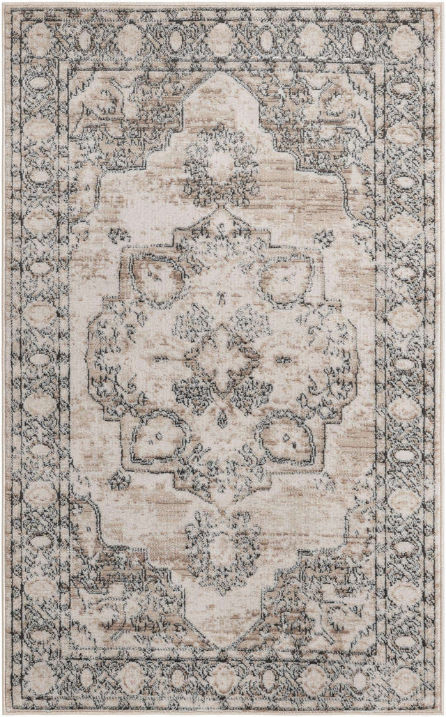 Ivory 3' 1 x 5' 3 Portland Rectangle Area Rug 85% Polypropylene & 15% Polyester Vintage Distressed Traditional Carpet for Home Decor for Sale at Rug Engine