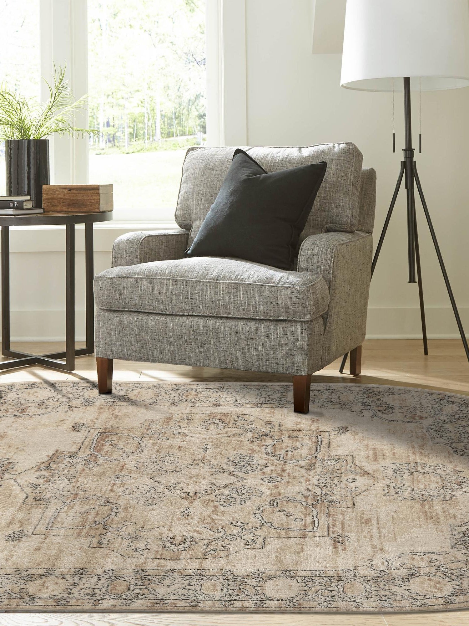 Ivory 6' 1 x 9' Portland Oval Area Rug 85% Polypropylene & 15% Polyester Vintage Distressed Traditional Carpet for Home Decor for Sale at Rug Engine