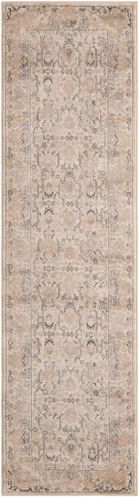 Ivory 2' 7 x 10' Portland Runner Area Rug 85% Polypropylene & 15% Polyester Vintage Distressed Traditional Carpet for Home Decor for Sale at Rug Engine