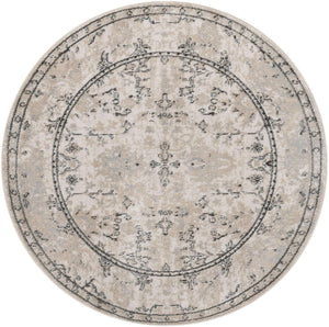 Ivory 5' 3 x 5' 3 Portland Round Area Rug 85% Polypropylene & 15% Polyester Vintage Distressed Traditional Carpet for Home Decor for Sale at Rug Engine