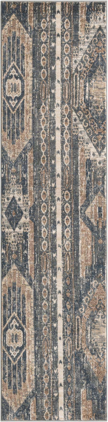 Navy Blue 2' 7 x 10' Portland Runner Area Rug 85% Polypropylene & 15% Polyester Vintage Distressed Traditional Carpet for Home Decor for Sale at Rug Engine