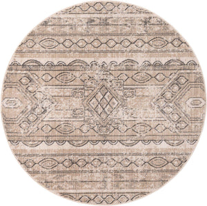 Ivory 5' 3 x 5' 3 Portland Round Area Rug 85% Polypropylene & 15% Polyester Vintage Distressed Traditional Carpet for Home Decor for Sale at Rug Engine