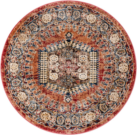 Terracotta 4' 1 x 4' 1 Utopia Round Area Rug Traditional Vintage Persian Inspired Vivid Color Durable Carpet for Unique Interiors for Sale at Rug Engine