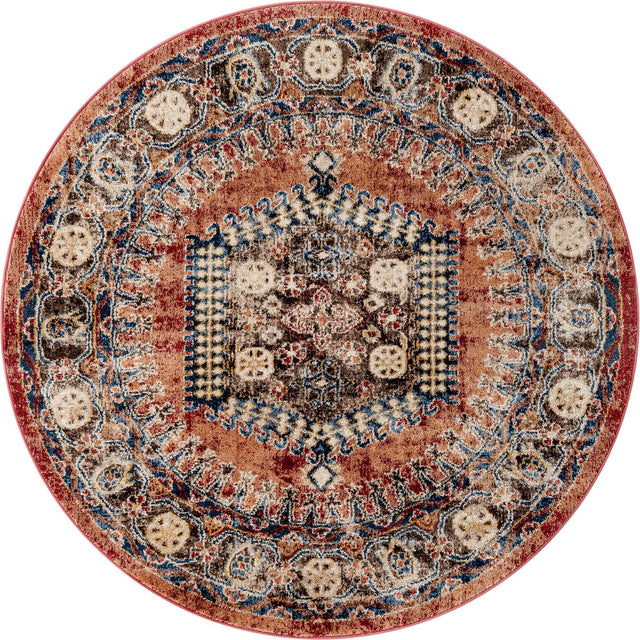 Terracotta 5' 3 x 5' 3 Utopia Round Area Rug Traditional Vintage Persian Inspired Vivid Color Durable Carpet for Unique Interiors for Sale at Rug Engine