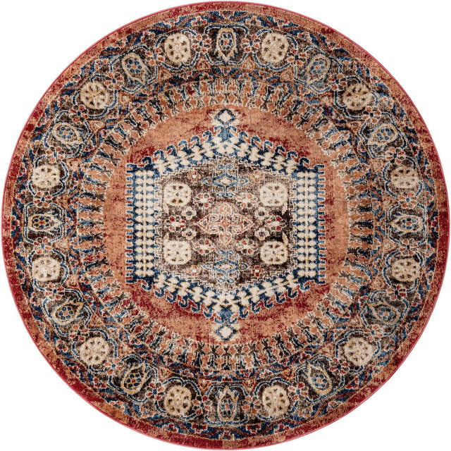 Terracotta 6' 1 x 6' 1 Utopia Round Area Rug Traditional Vintage Persian Inspired Vivid Color Durable Carpet for Unique Interiors for Sale at Rug Engine