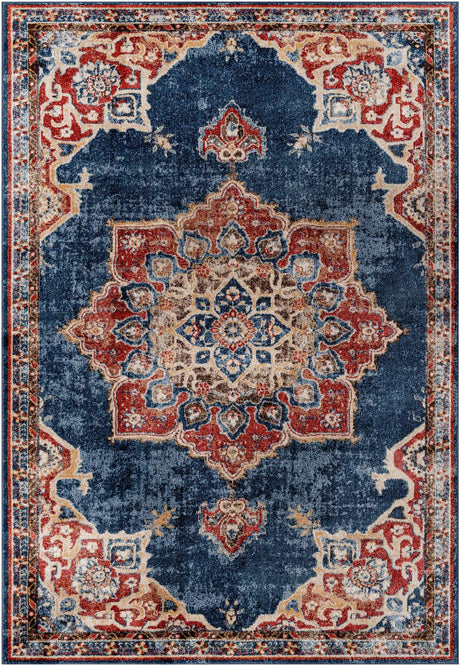 Dark Blue 6' 1 x 9' Utopia Rectangle Area Rug Traditional Vintage Persian Inspired Vivid Color Durable Carpet for Unique Interiors for Sale at Rug Engine