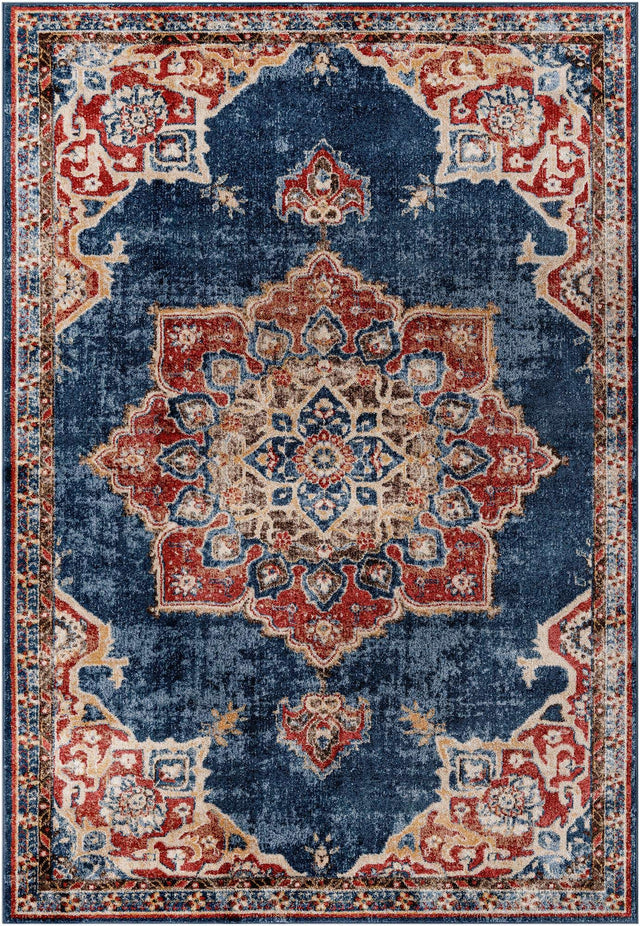 Dark Blue 6' 1 x 9' Utopia Rectangle Area Rug Traditional Vintage Persian Inspired Vivid Color Durable Carpet for Unique Interiors for Sale at Rug Engine
