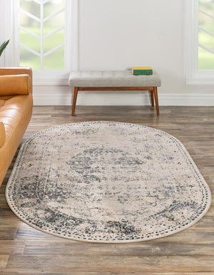 Dark Blue 5' 3 x 8' Chateau Oval Rug