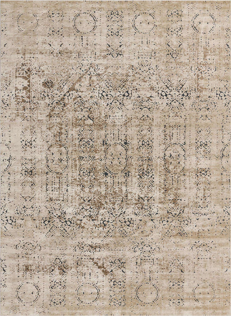Beige 10' x 13' 1 Chateau Rectangle Area Rug 85% Polypropylene & 15% Chenille With Cotton Backing Traditional Vintage Distressed Carpet for Classical Interior Design Decorating for Sale at Rug Engine