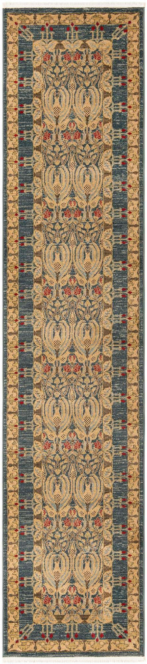 Navy Blue 2' 7 x 12' Edinburgh Runner Area Rug 100% Polypropylene Easy Clean With Cotton Backing Traditional Classic Design Carpet for Living, Dining Room, Office for Sale at Rug Engine