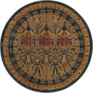 Navy Blue 4' 1 x 4' 1 Edinburgh Round Area Rug 100% Polypropylene Easy Clean With Cotton Backing Traditional Classic Design Carpet for Living, Dining Room, Office for Sale at Rug Engine