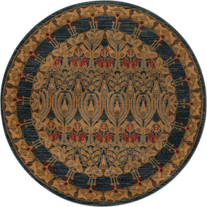 Navy Blue 5' 1 x 5' 1 Edinburgh Round Area Rug 100% Polypropylene Easy Clean With Cotton Backing Traditional Classic Design Carpet for Living, Dining Room, Office for Sale at Rug Engine