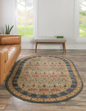 Navy Blue 5' 1 x 8' Edinburgh Oval Area Rug 100% Polypropylene Easy Clean With Cotton Backing Traditional Classic Design Carpet for Living, Dining Room, Office for Sale at Rug Engine
