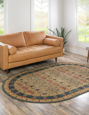 Navy Blue 5' 1 x 8' Edinburgh Oval Area Rug 100% Polypropylene Easy Clean With Cotton Backing Traditional Classic Design Carpet for Living, Dining Room, Office for Sale at Rug Engine