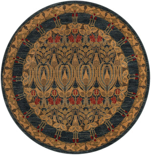Navy Blue 6' 1 x 6' 1 Edinburgh Round Area Rug 100% Polypropylene Easy Clean With Cotton Backing Traditional Classic Design Carpet for Living, Dining Room, Office for Sale at Rug Engine