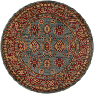Light Blue 5' 1 x 5' 1 Sahand Round Area Rug Affordable Easy Clean Traditional Design Durable Carpet for Home Interior Design Living Room Dining Office for Sale at Rug Engine