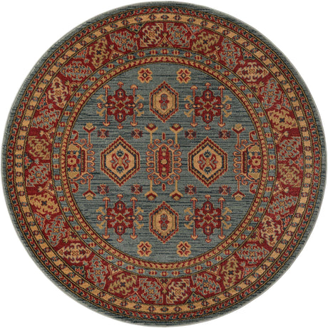 Light Blue 5' 1 x 5' 1 Sahand Round Area Rug Affordable Easy Clean Traditional Design Durable Carpet for Home Interior Design Living Room Dining Office for Sale at Rug Engine