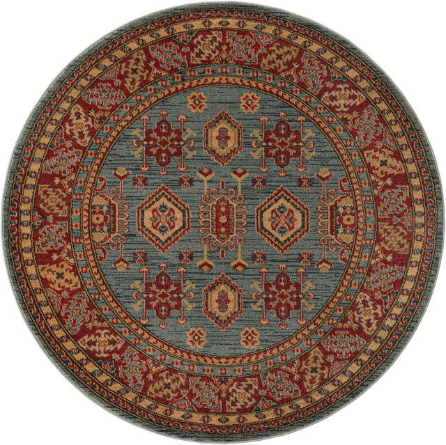 Light Blue 5' 1 x 5' 1 Sahand Round Area Rug Affordable Easy Clean Traditional Design Durable Carpet for Home Interior Design Living Room Dining Office for Sale at Rug Engine